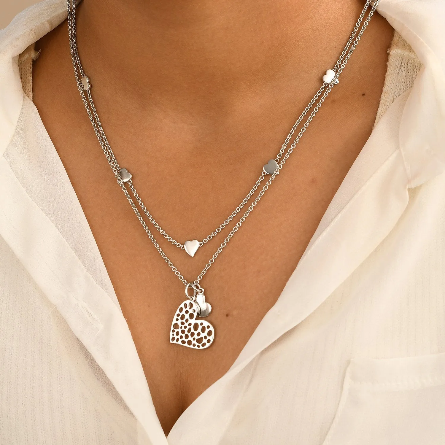 Lattice Heart Charm Necklace