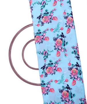 Light Blue Floral Pattern Crepe Fabric