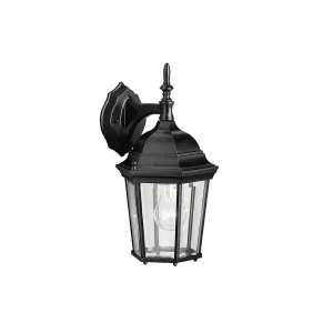 Madison 15 In 1-Light Outdoor Wall Light with Clear Beveled Glass, Black Finish