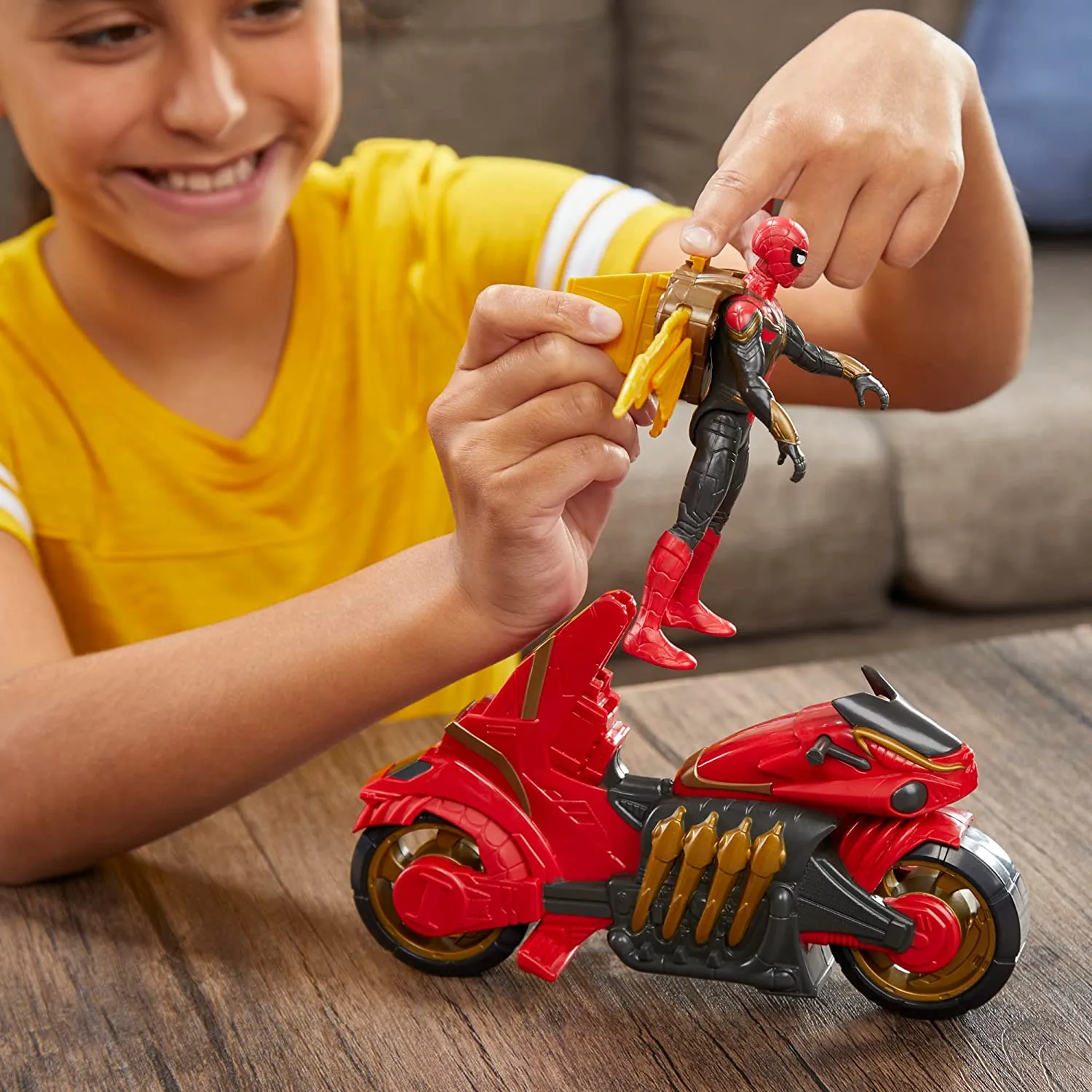 Marvel Spider-Man No Way Home 6-Inch Action Figure and Jet Web Cycle Vehicle Toy With Wings For Kids Ages 4 and Up