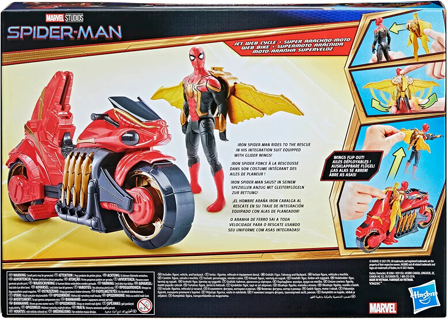 Marvel Spider-Man No Way Home 6-Inch Action Figure and Jet Web Cycle Vehicle Toy With Wings For Kids Ages 4 and Up