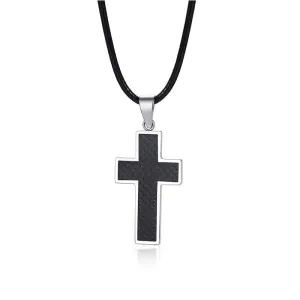 Men's Christian Necklace <br> Carbon Fiber