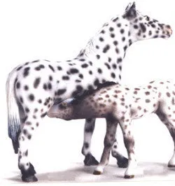 Miniature - Knabstrupper Mare and Suckling Foal (2-Piece Set)