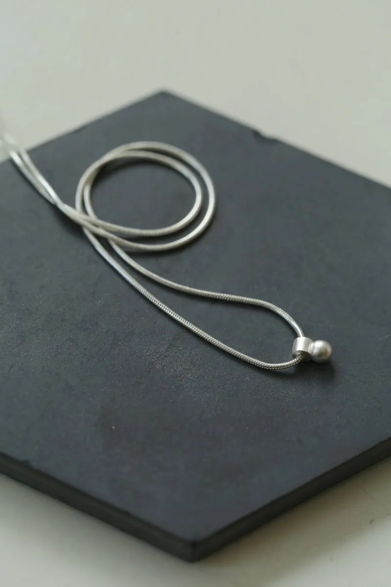 Minimalist Frosted Single Silver Ball Pendant Necklace