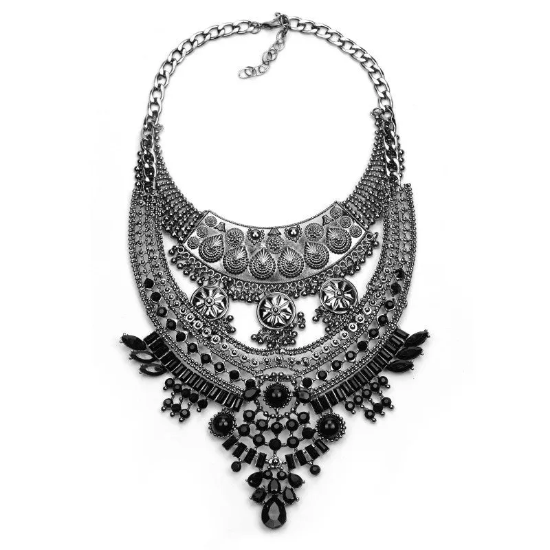 New Design Multi-layer Maxi Necklace Pearl Jewelry Vintage Bib Collar Choker Statement Necklaces & Pendants Collier Femme