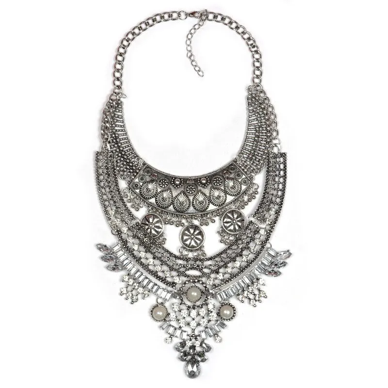 New Design Multi-layer Maxi Necklace Pearl Jewelry Vintage Bib Collar Choker Statement Necklaces & Pendants Collier Femme