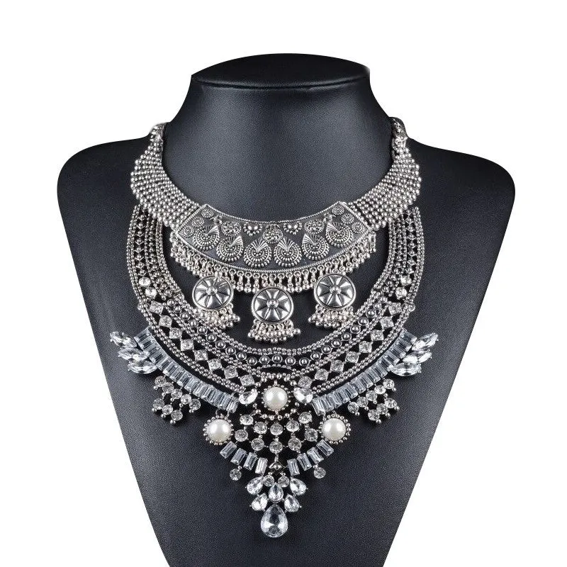 New Design Multi-layer Maxi Necklace Pearl Jewelry Vintage Bib Collar Choker Statement Necklaces & Pendants Collier Femme