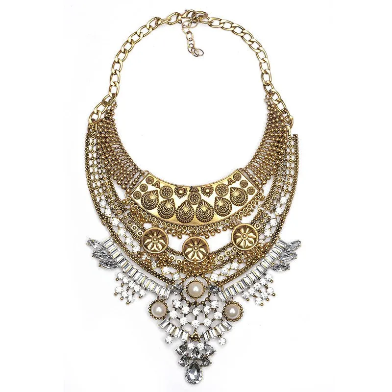 New Design Multi-layer Maxi Necklace Pearl Jewelry Vintage Bib Collar Choker Statement Necklaces & Pendants Collier Femme