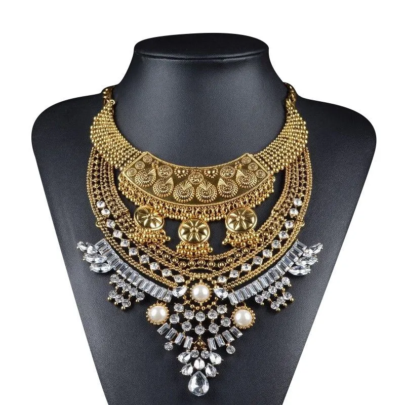 New Design Multi-layer Maxi Necklace Pearl Jewelry Vintage Bib Collar Choker Statement Necklaces & Pendants Collier Femme