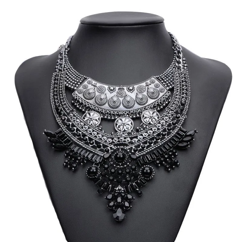 New Design Multi-layer Maxi Necklace Pearl Jewelry Vintage Bib Collar Choker Statement Necklaces & Pendants Collier Femme