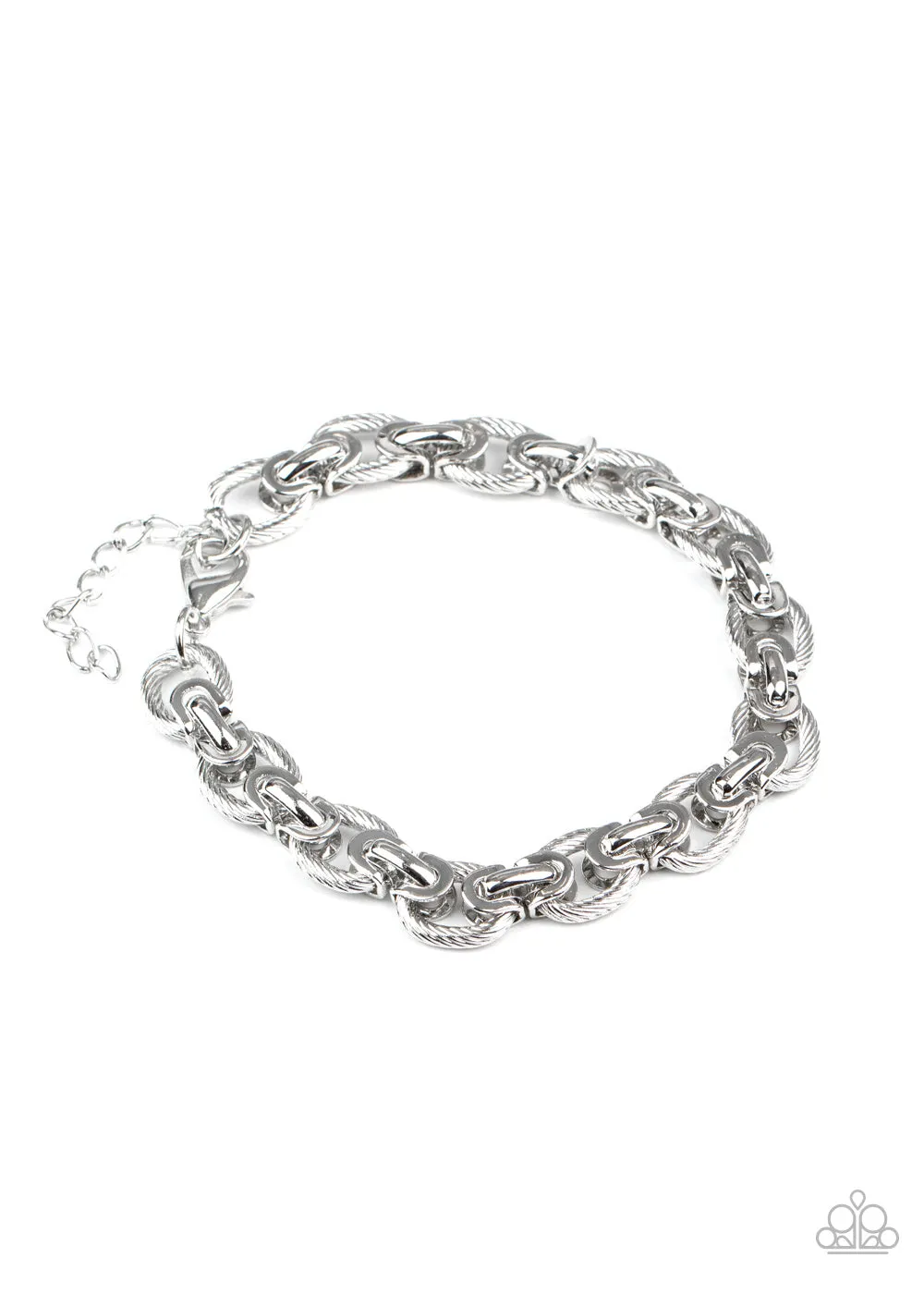 Paparazzi Bracelet ~ Gridiron Grunge - Silver