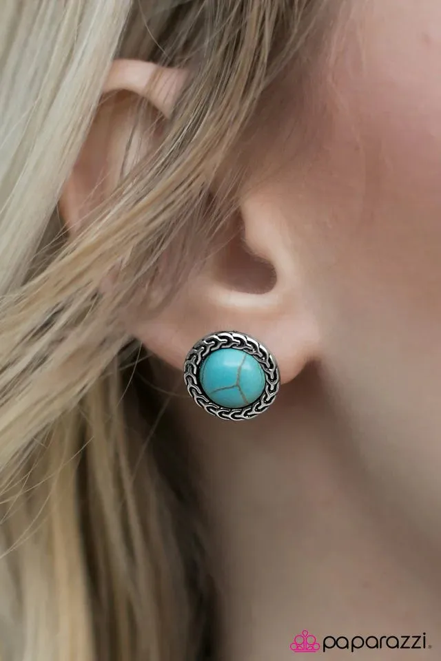 Paparazzi Earring ~ If The Boot Fits - Blue