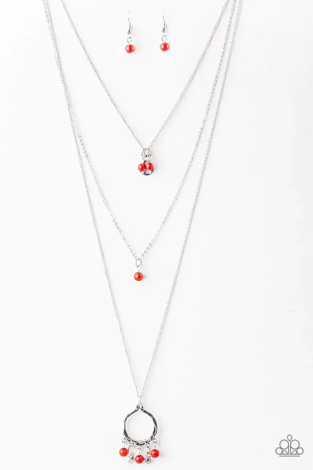 Paparazzi Necklace ~ Texas Tempest - Red