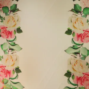 Peach Roses on Blush Background Printed Polyester Mikado Fabric