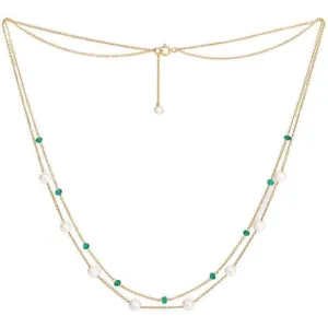 Pearls of the Orient Credo Emerald Fine Double Strand Necklace - Green/Gold