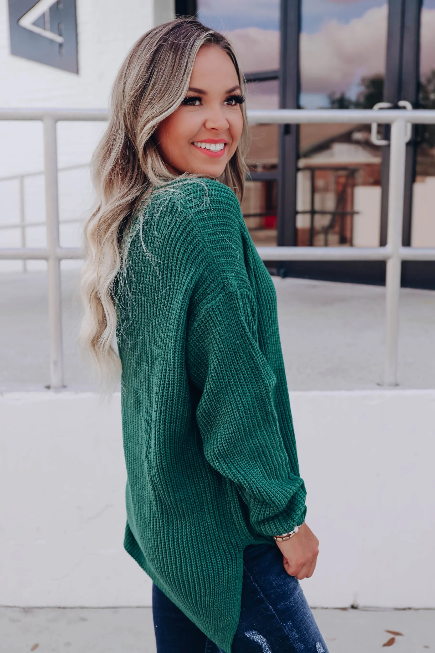 Pull Me Close Cutout Sweater - Green