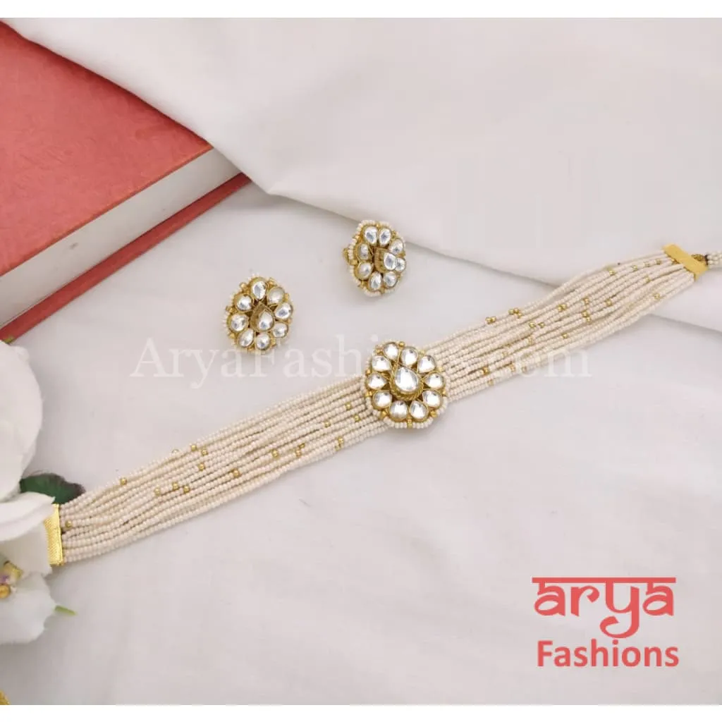 Rajwadi Kundan Pearl Jadau Choker