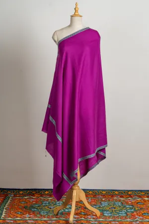 Regal Plum Hand-Embroidered Sozni Merino Wool Shawl