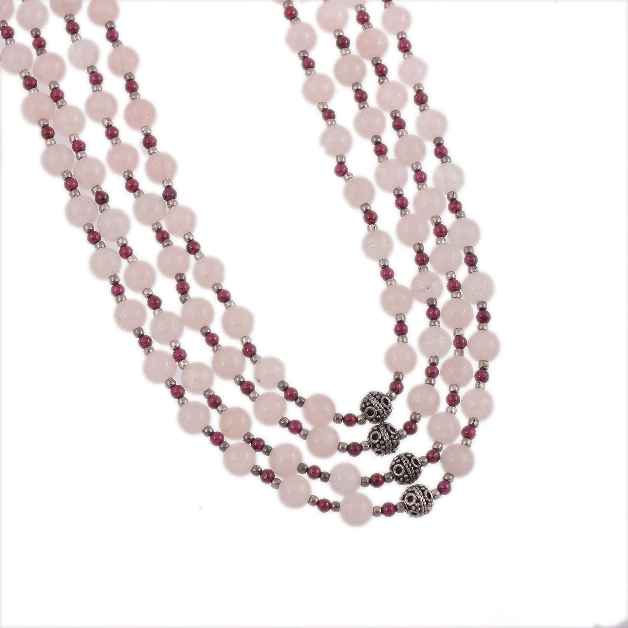 Rose Quartz and Garnet Beaded Necklace