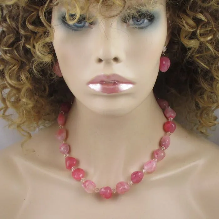 Rose Quartz Necklace & Earrings