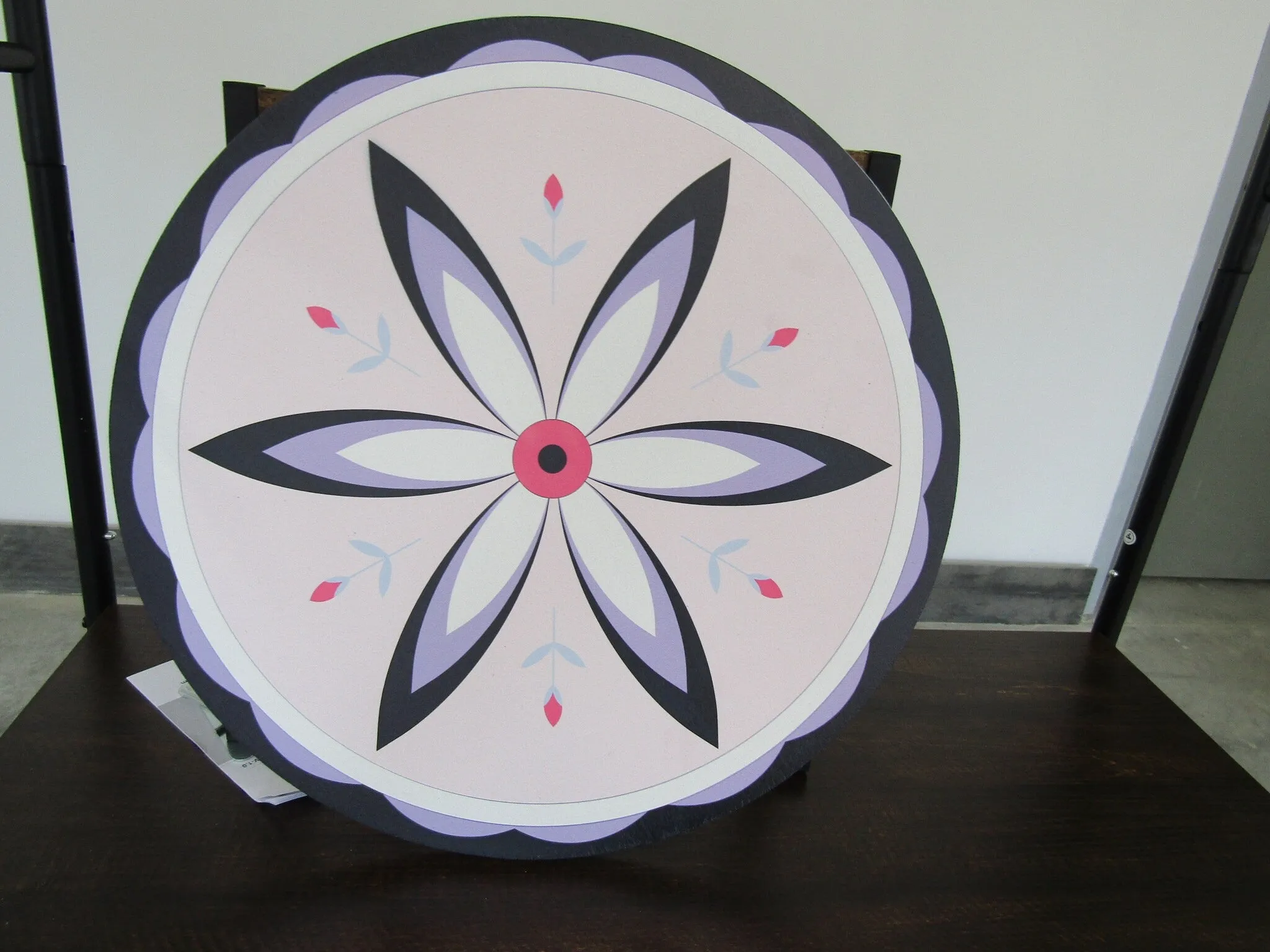 Round Unique Barn Quilt Floral Purple Circle Printed Image UVprinted On Wood Wooden Sign Geometric Shape Image Rustic Primitive Large