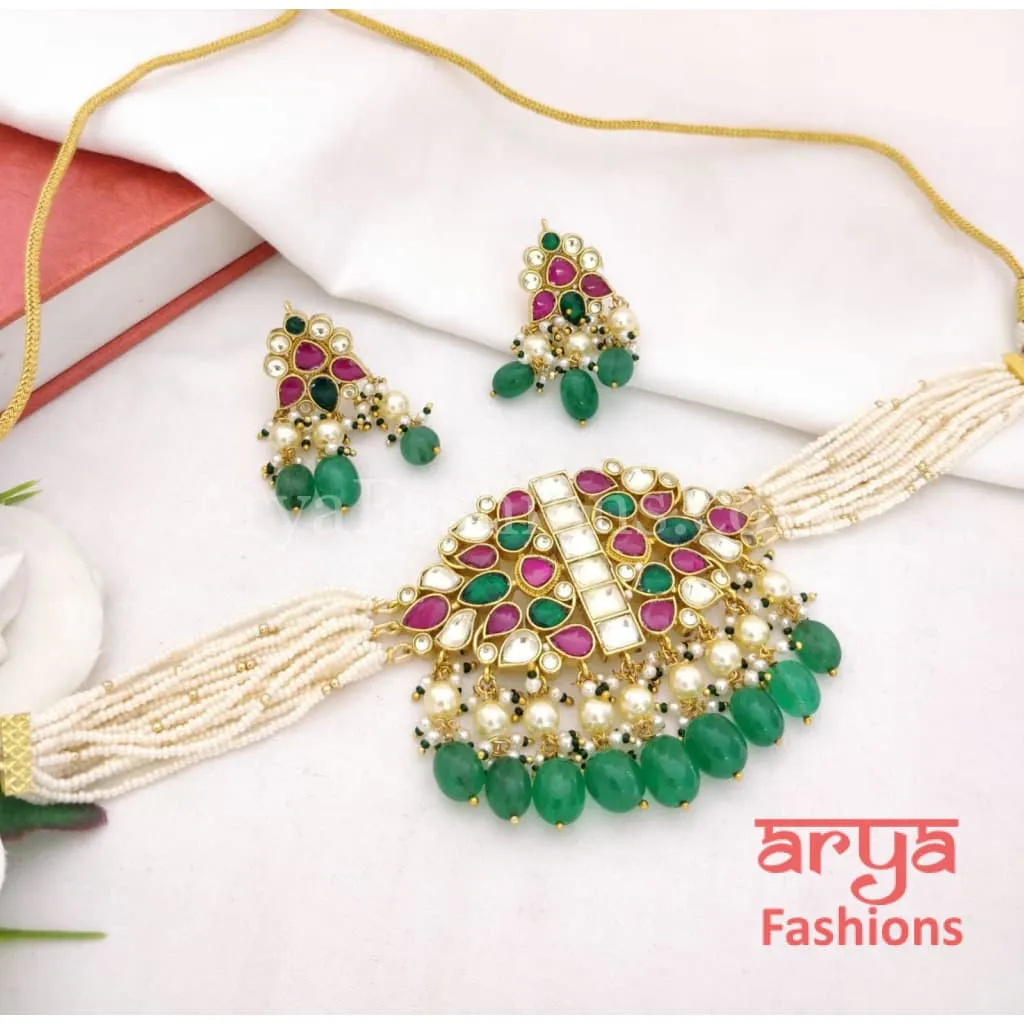 Ruby Choker/ Emerald Choker/ Sabyasachi Pachi Kundan Choker