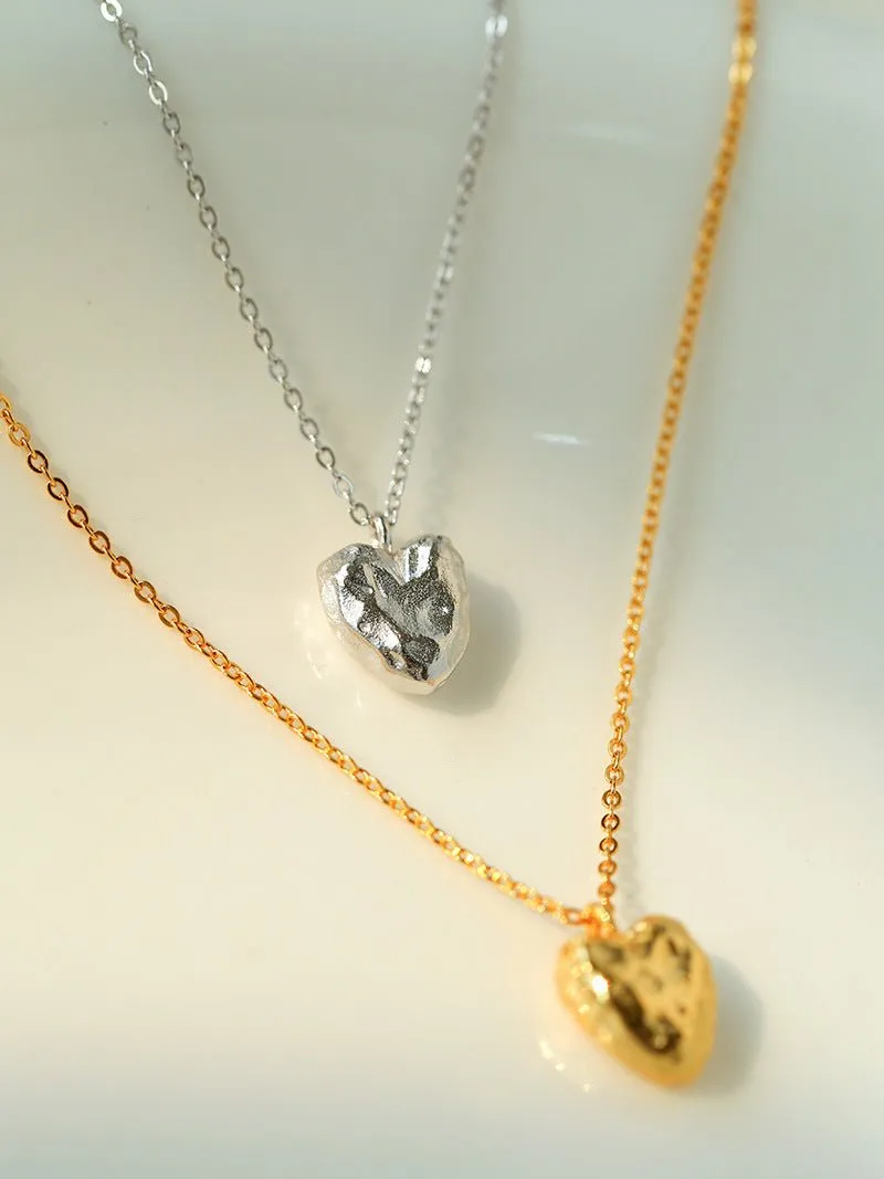 S925 Silver Irregular Small Love Pendant Necklace