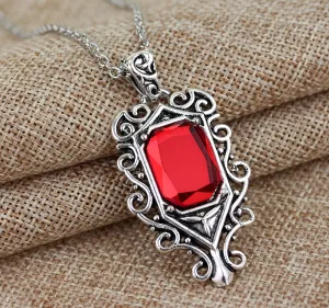 Shadowhunters Necklace w/ Square Red Gem