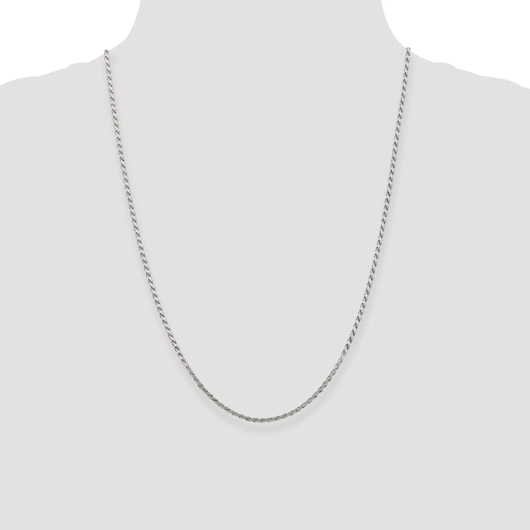 Silver Polished 2.25-mm Solid Flat Rope Chain