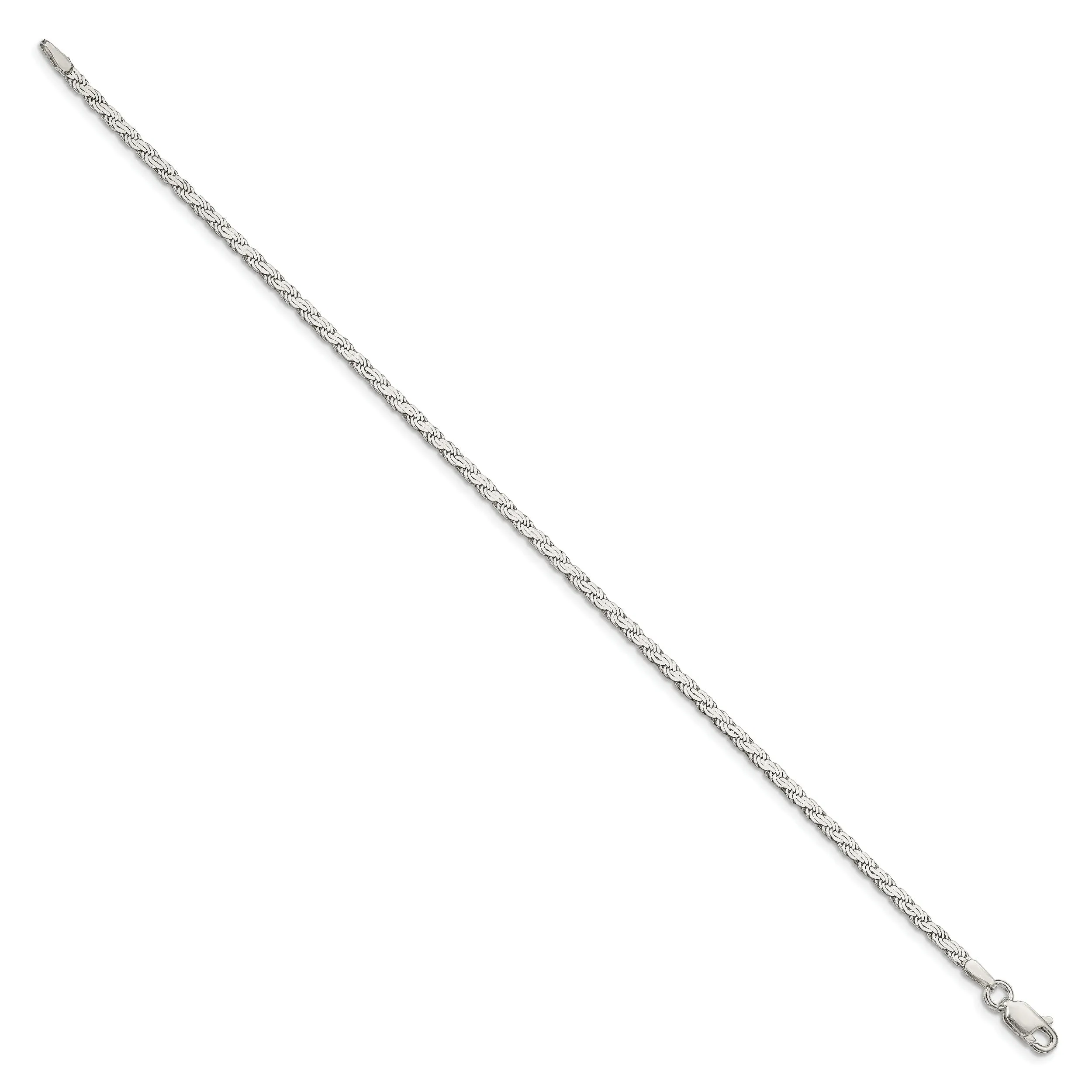 Silver Polished 2.25-mm Solid Flat Rope Chain