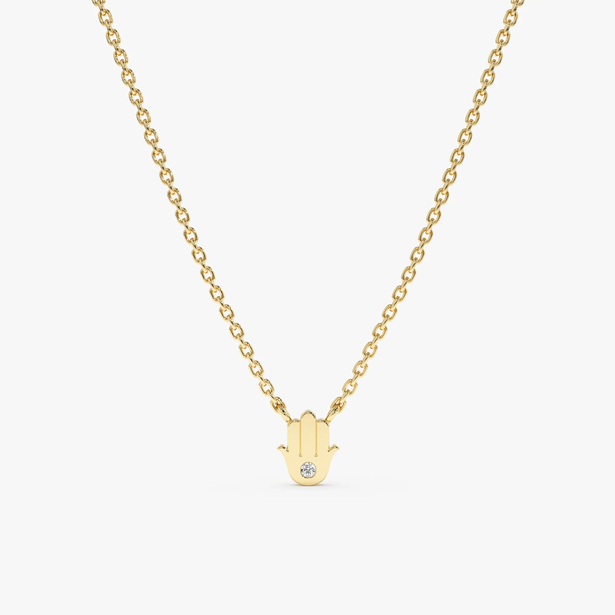 Single Diamond Hamsa Necklace, Hannah