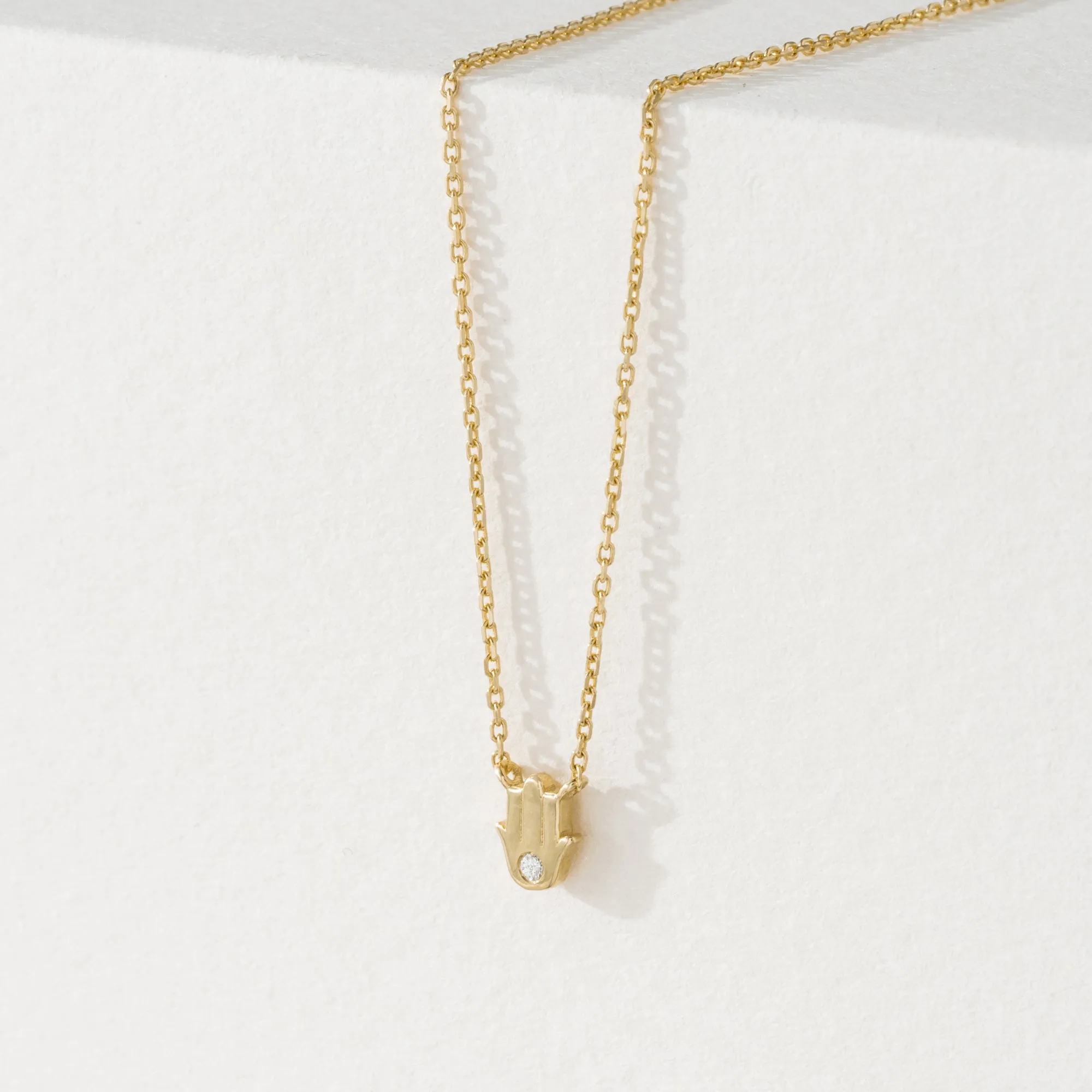 Single Diamond Hamsa Necklace, Hannah