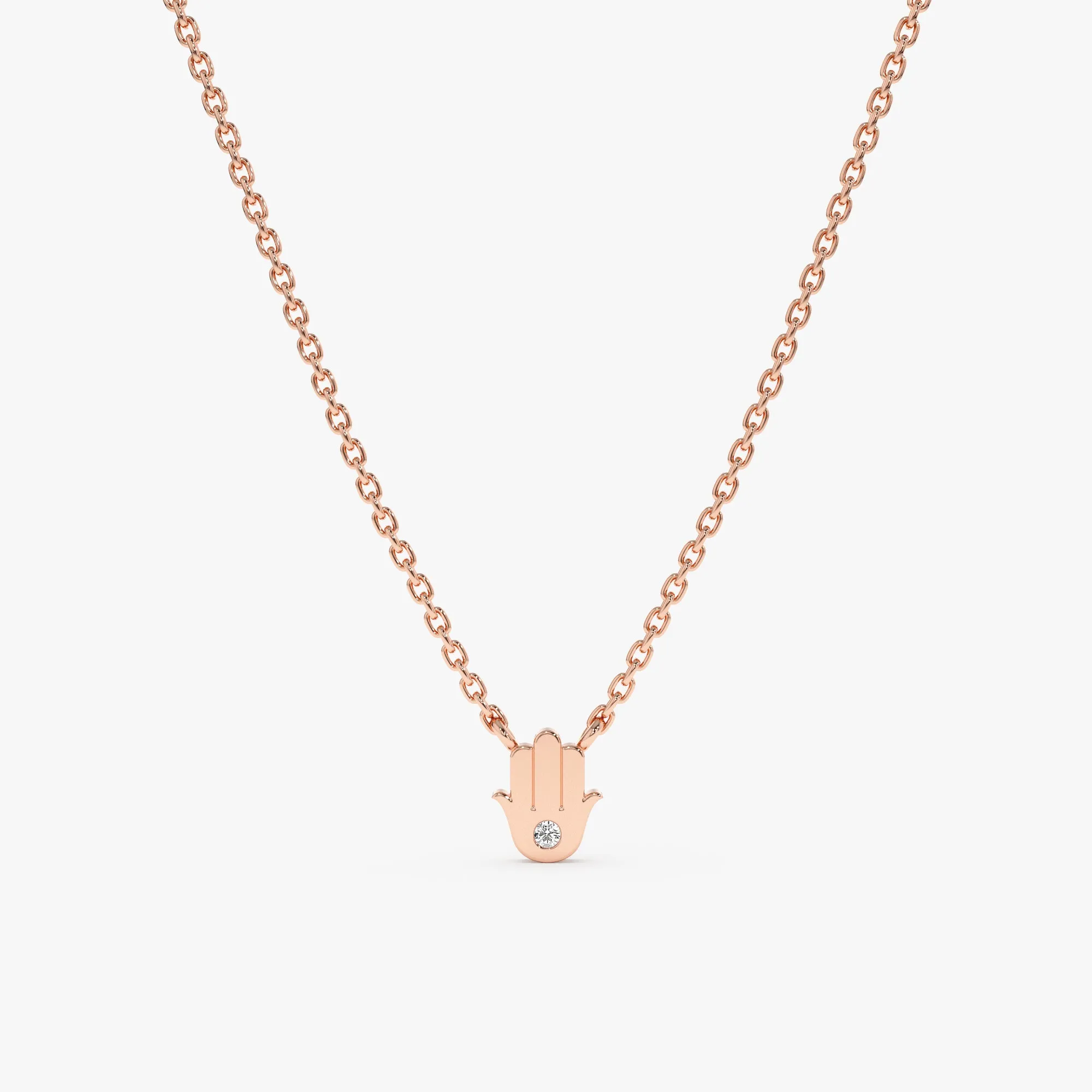 Single Diamond Hamsa Necklace, Hannah