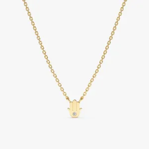 Single Diamond Hamsa Necklace, Hannah