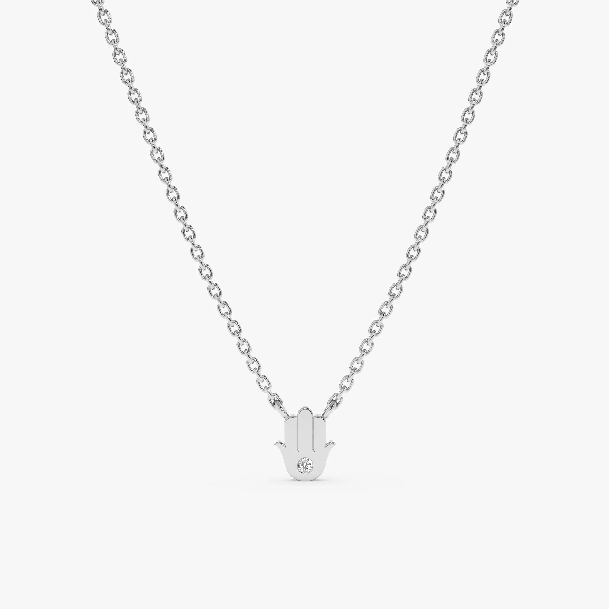 Single Diamond Hamsa Necklace, Hannah