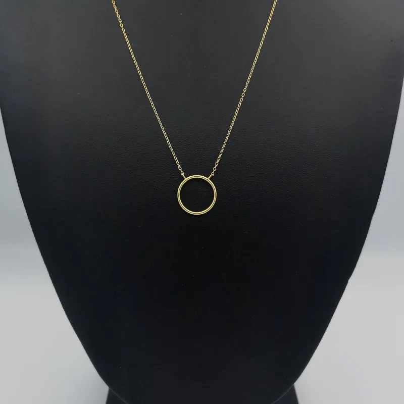 Sterling Silver 14kt Yellow Gold Plated Circle Necklace