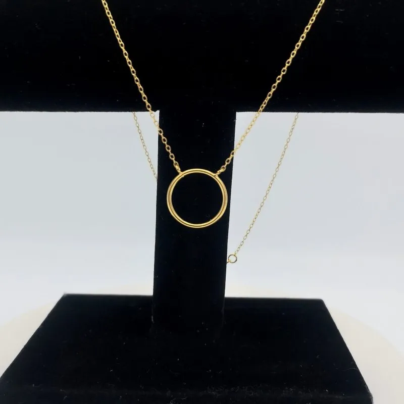 Sterling Silver 14kt Yellow Gold Plated Circle Necklace