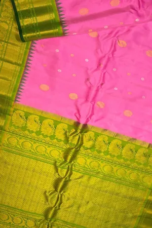 Stunning Pink Gadwal Handloom Silk Saree - Pure Elegance