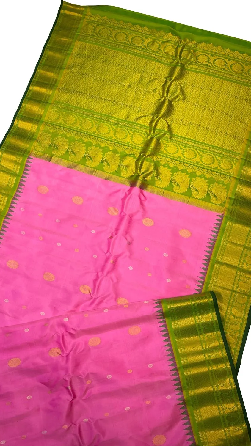 Stunning Pink Gadwal Handloom Silk Saree - Pure Elegance