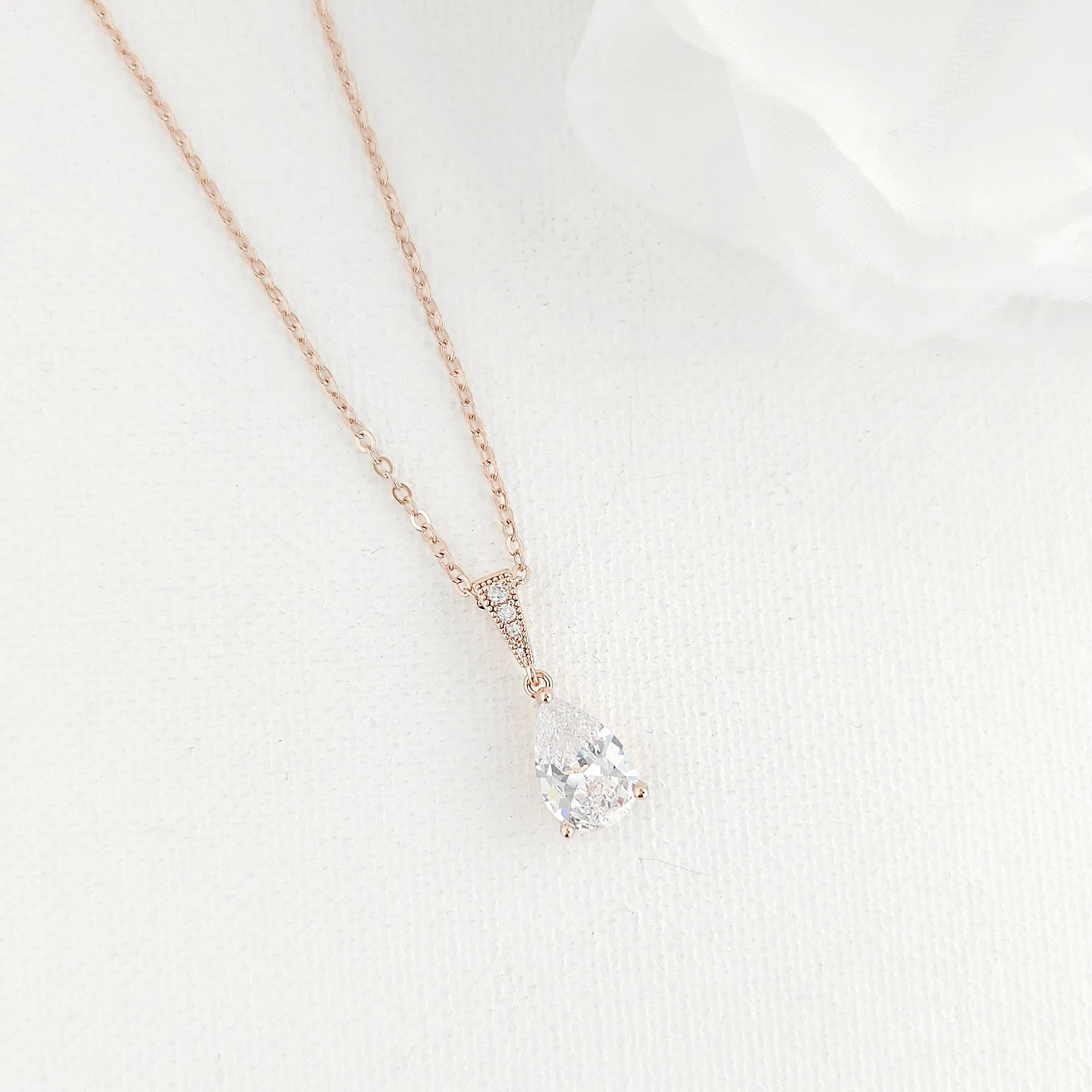 Teardrop Necklace in Gold for Brides & Bridesmaids- Nicole