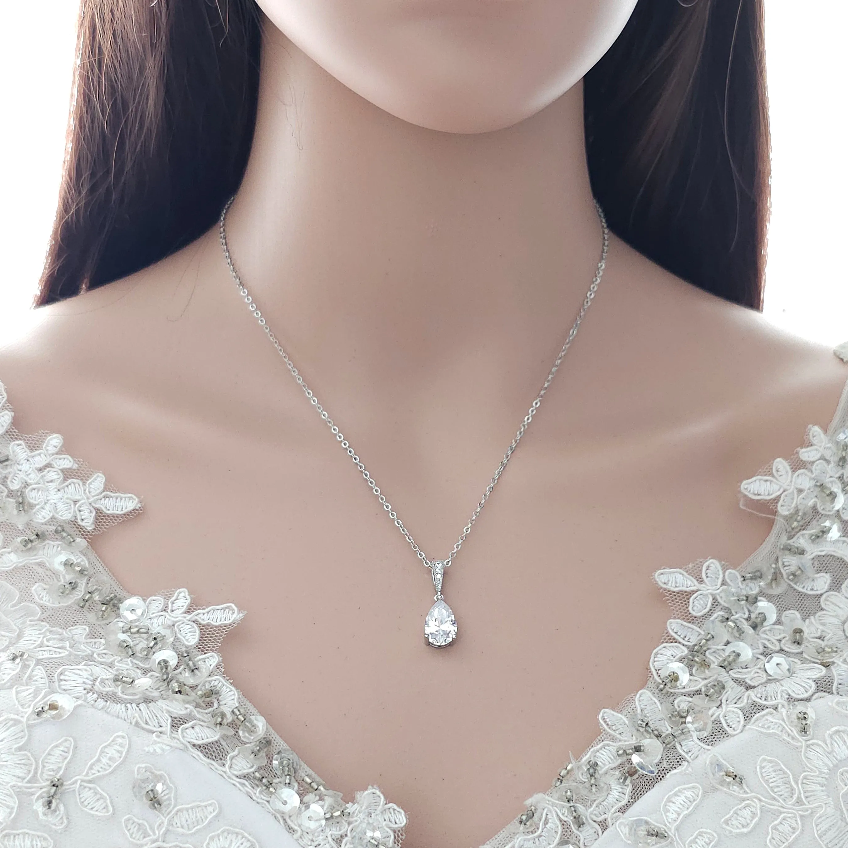 Teardrop Necklace in Gold for Brides & Bridesmaids- Nicole