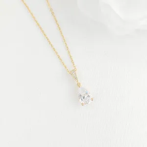 Teardrop Necklace in Gold for Brides & Bridesmaids- Nicole