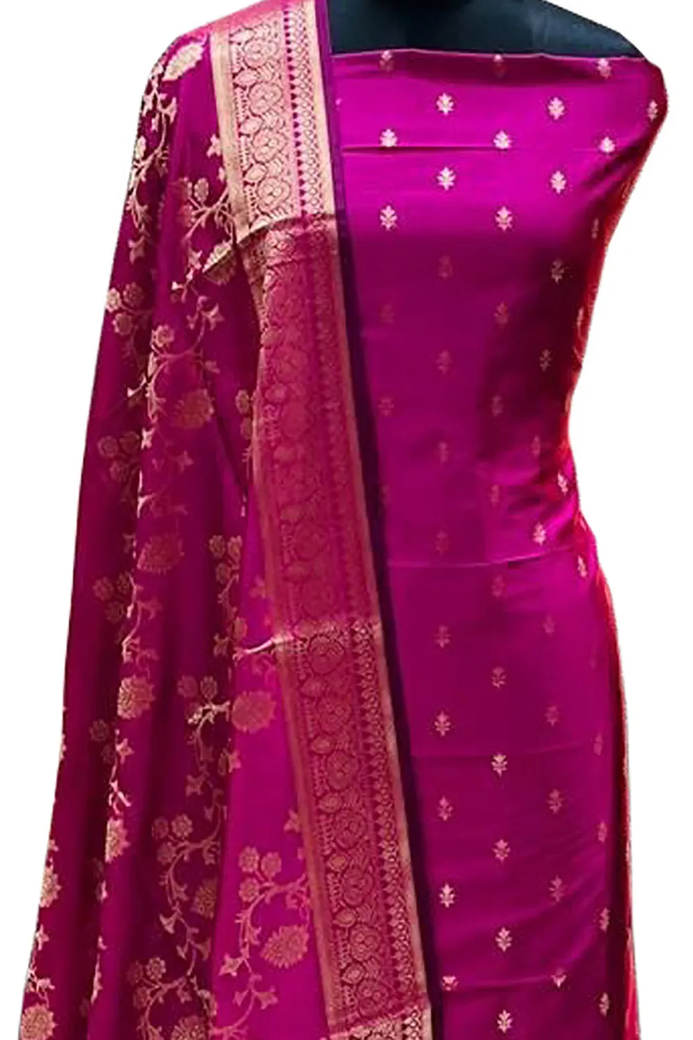 Timeless Classic: Elegant Pink Banarasi Silk Suit for Sophisticated Style