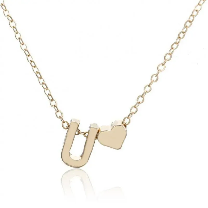 Tiny Heart Initial Necklace