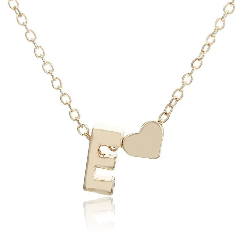 Tiny Heart Initial Necklace