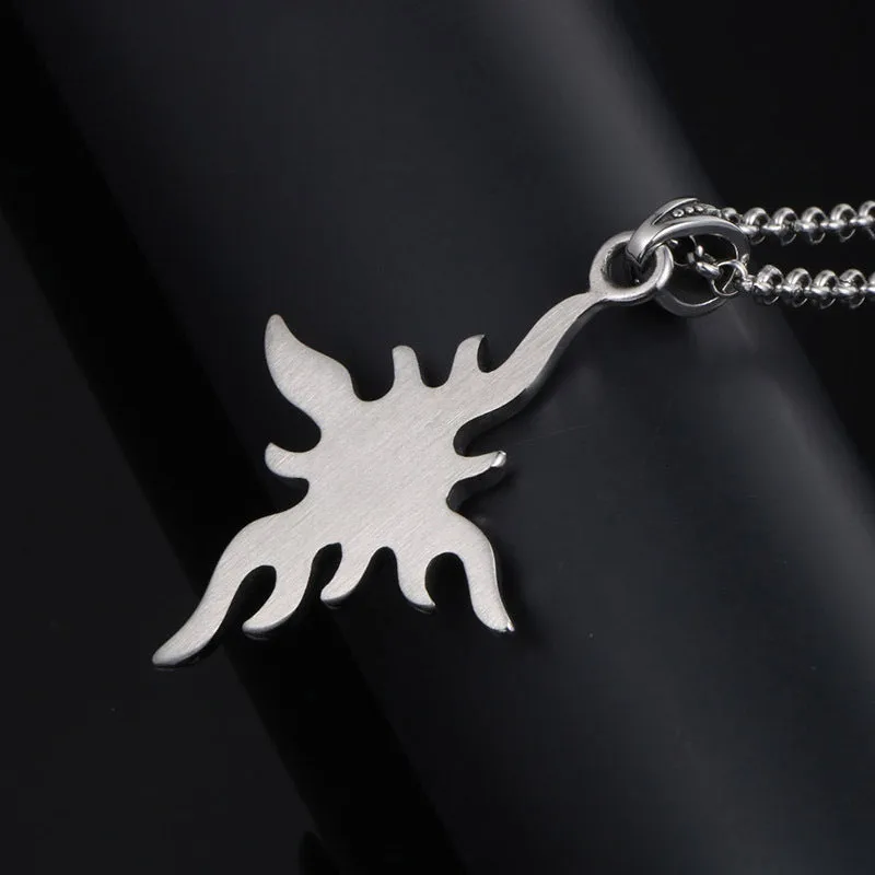 Titanium Steel Punk Cross Pendant Necklace for Men - Trendy Flame Sun Design