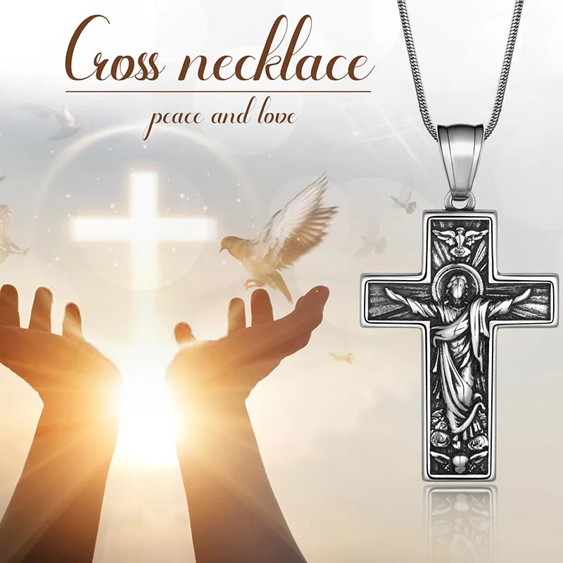 Tokyo Mart Men Cross Necklace Crucifix Jesus Pendant Christ Jewelry Stainless Steel