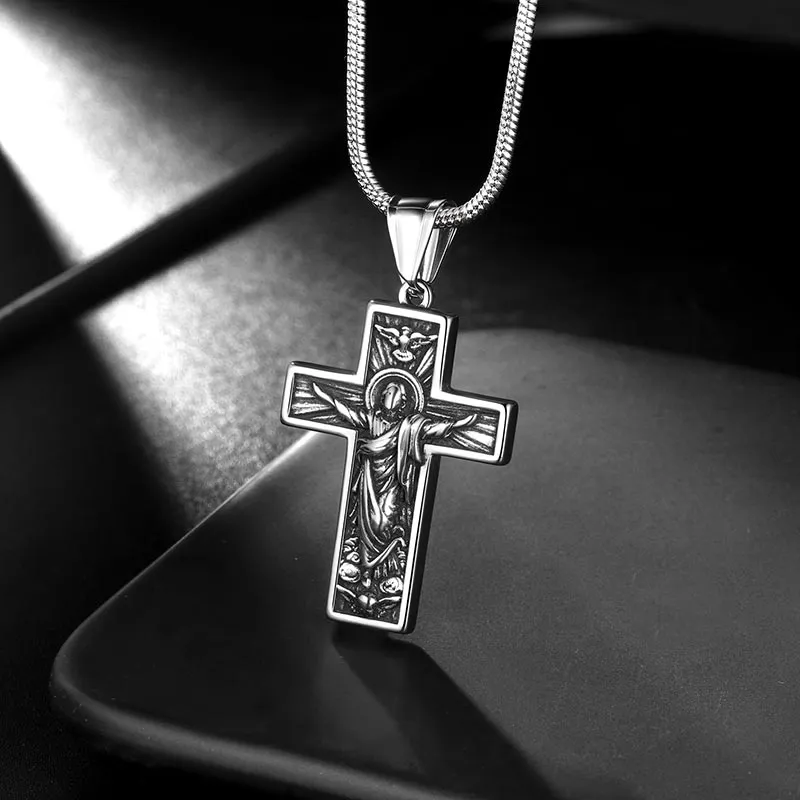 Tokyo Mart Men Cross Necklace Crucifix Jesus Pendant Christ Jewelry Stainless Steel