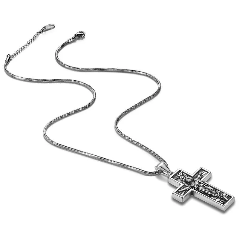 Tokyo Mart Men Cross Necklace Crucifix Jesus Pendant Christ Jewelry Stainless Steel