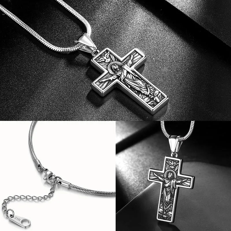 Tokyo Mart Men Cross Necklace Crucifix Jesus Pendant Christ Jewelry Stainless Steel